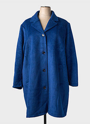 Manteau long coupe droite sans capuche bleu CISO femme