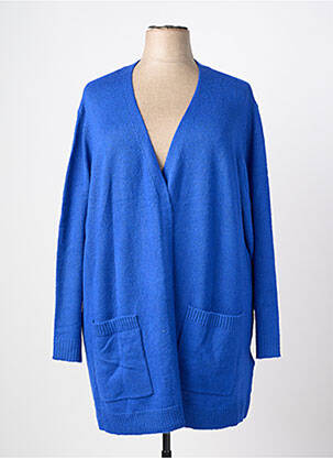 Gilet manches longues col v bleu CISO femme