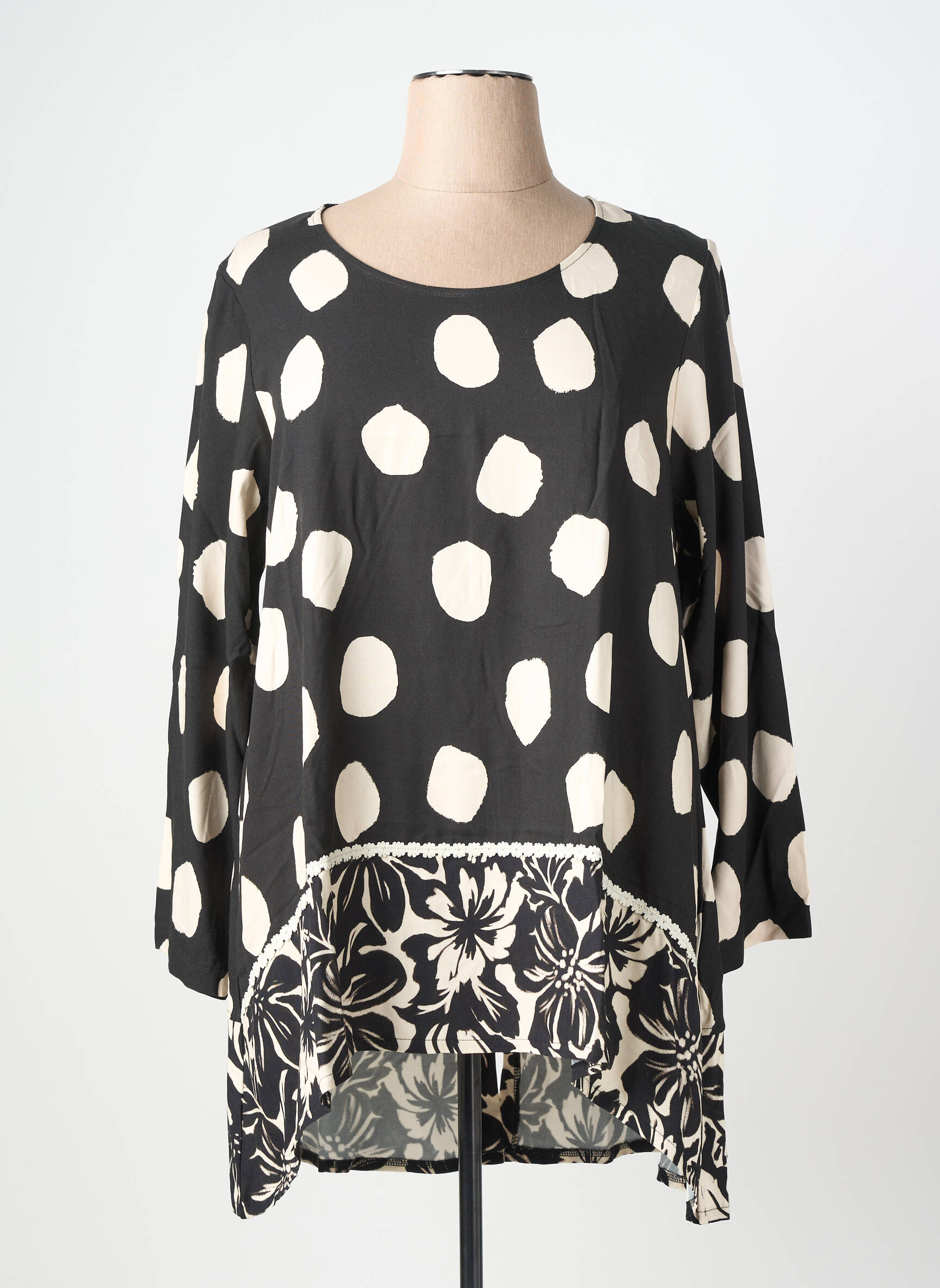 Tunique manches longues col rond noir G!OZE femme