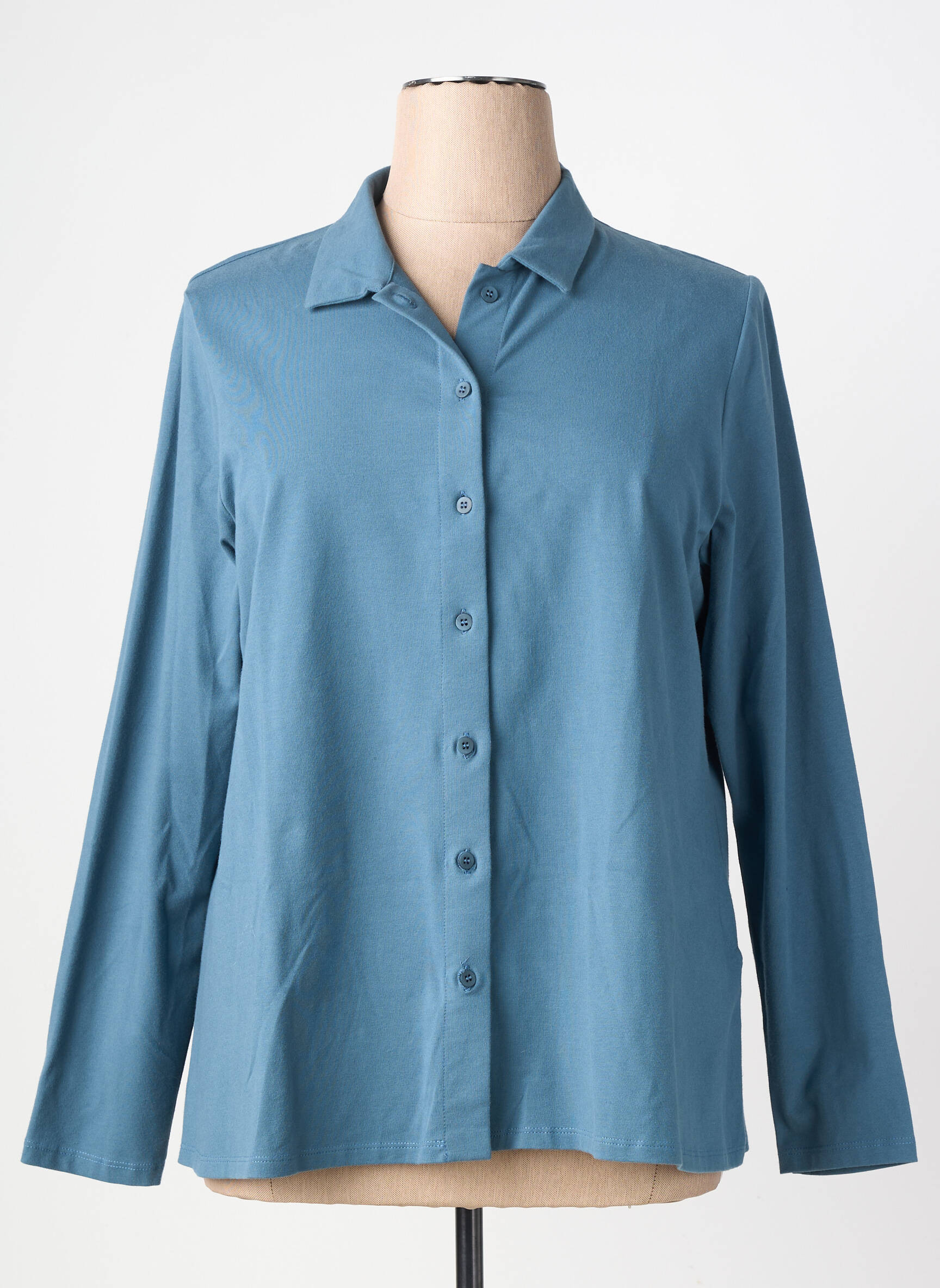 Chemisier coupe droite manches longues bleu MES SOEURS ET MOI femme