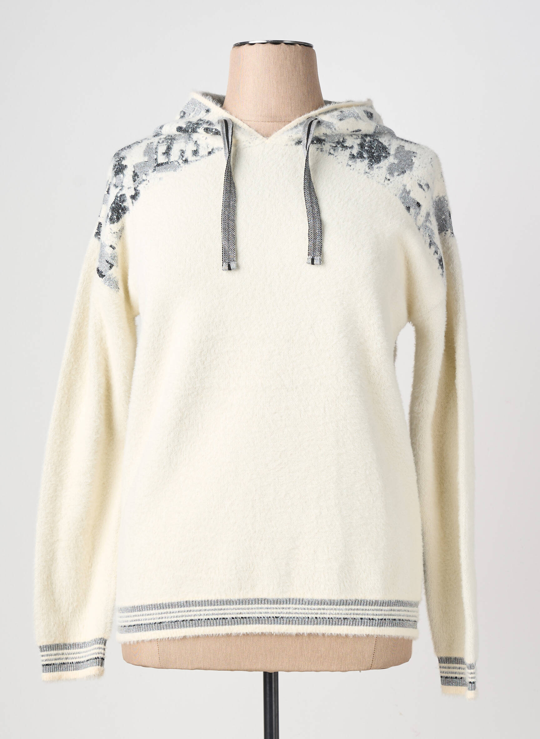 Sweat-shirt à capuche manches longues manches longues beige MERI & ESCA femme