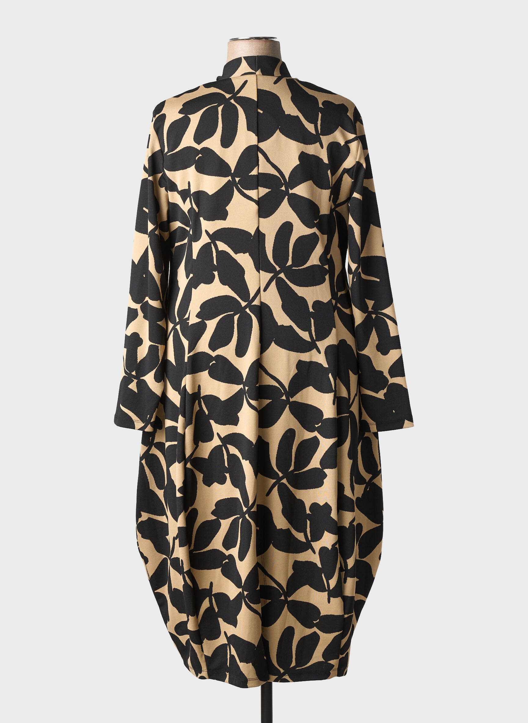 Robe longue imprimé fantaisie manches longues noir ALEMBIKA femme