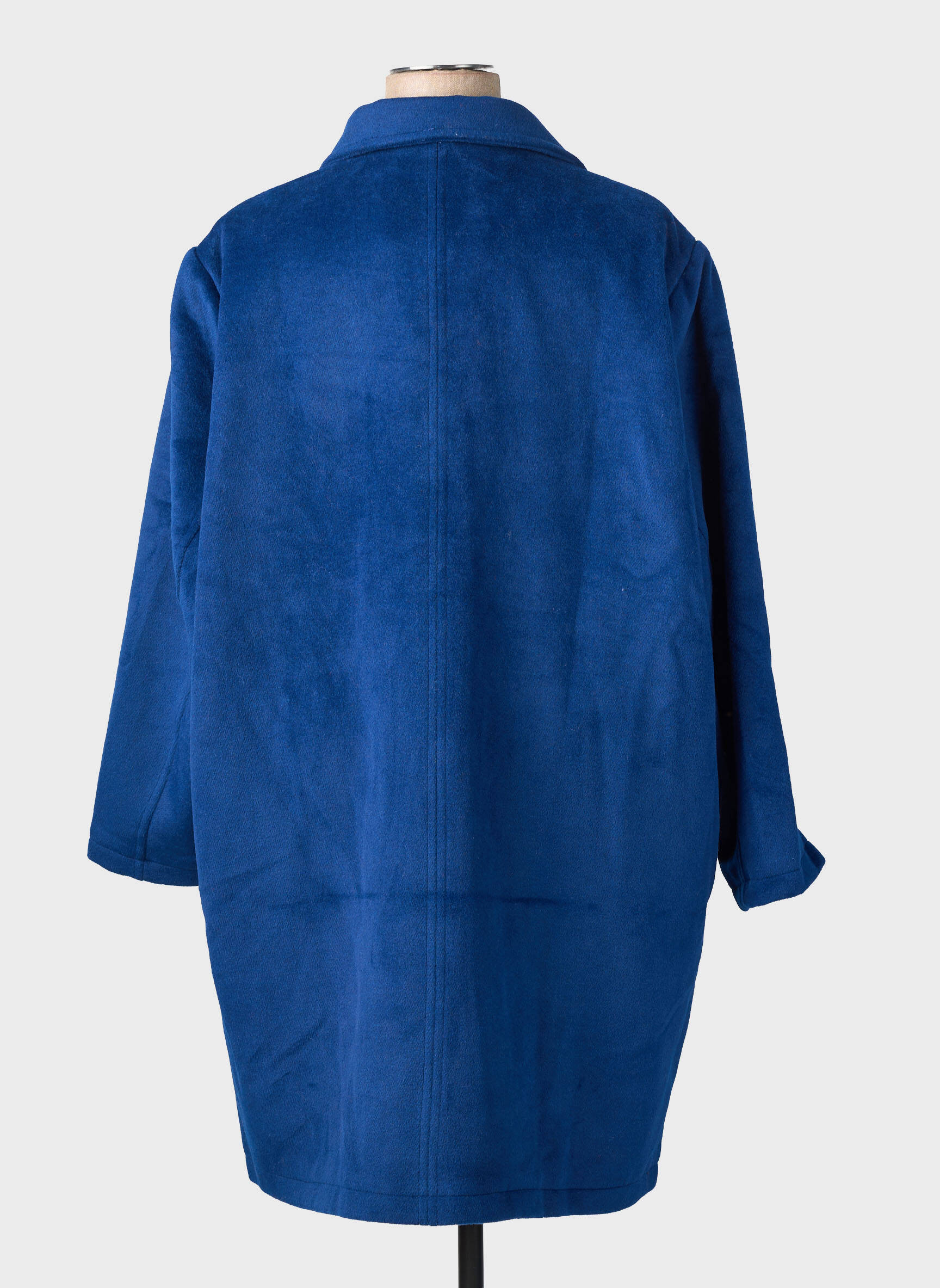 Manteau long coupe droite sans capuche bleu CISO femme