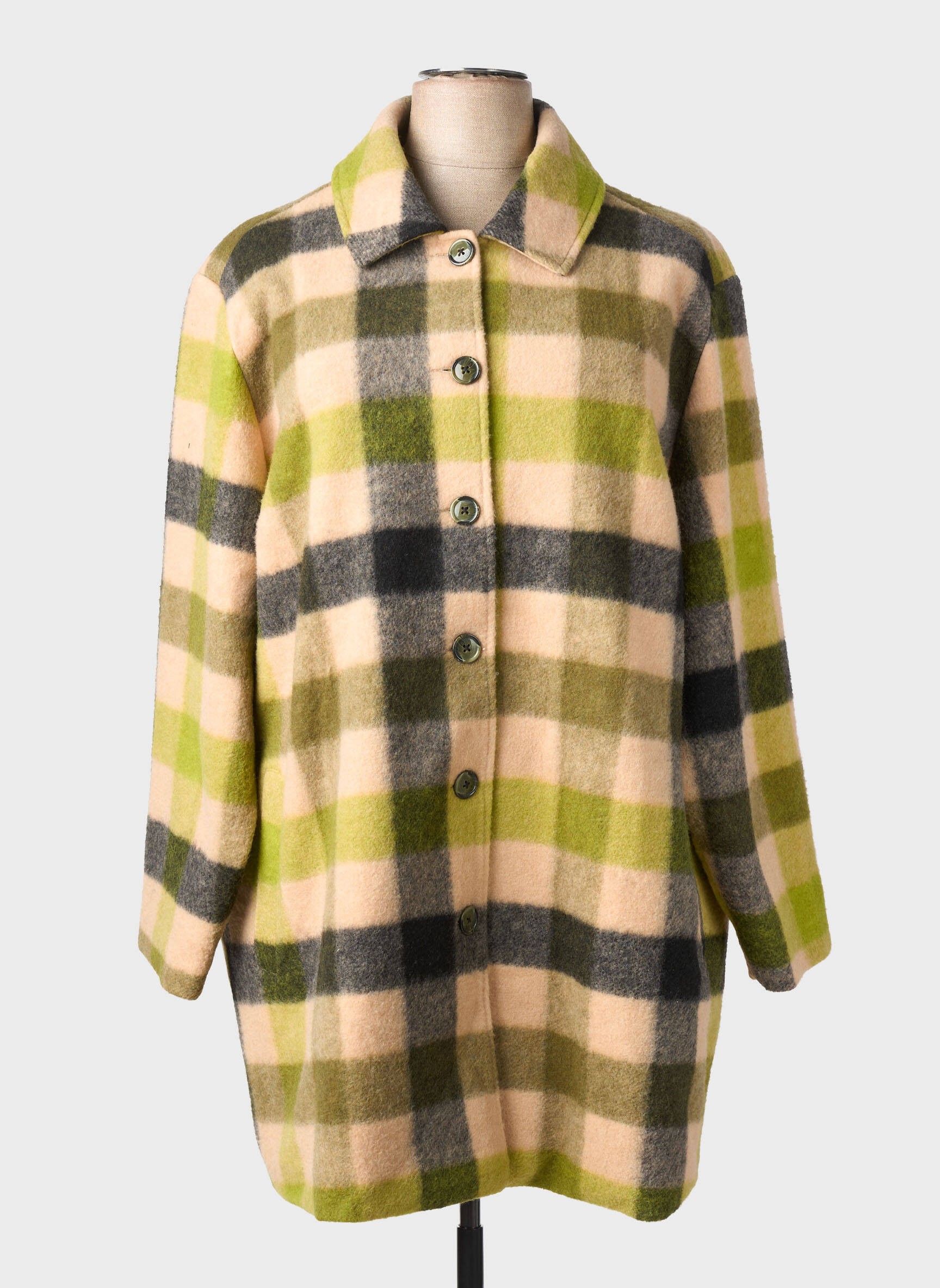 Manteau long coupe droite sans capuche vert CISO femme