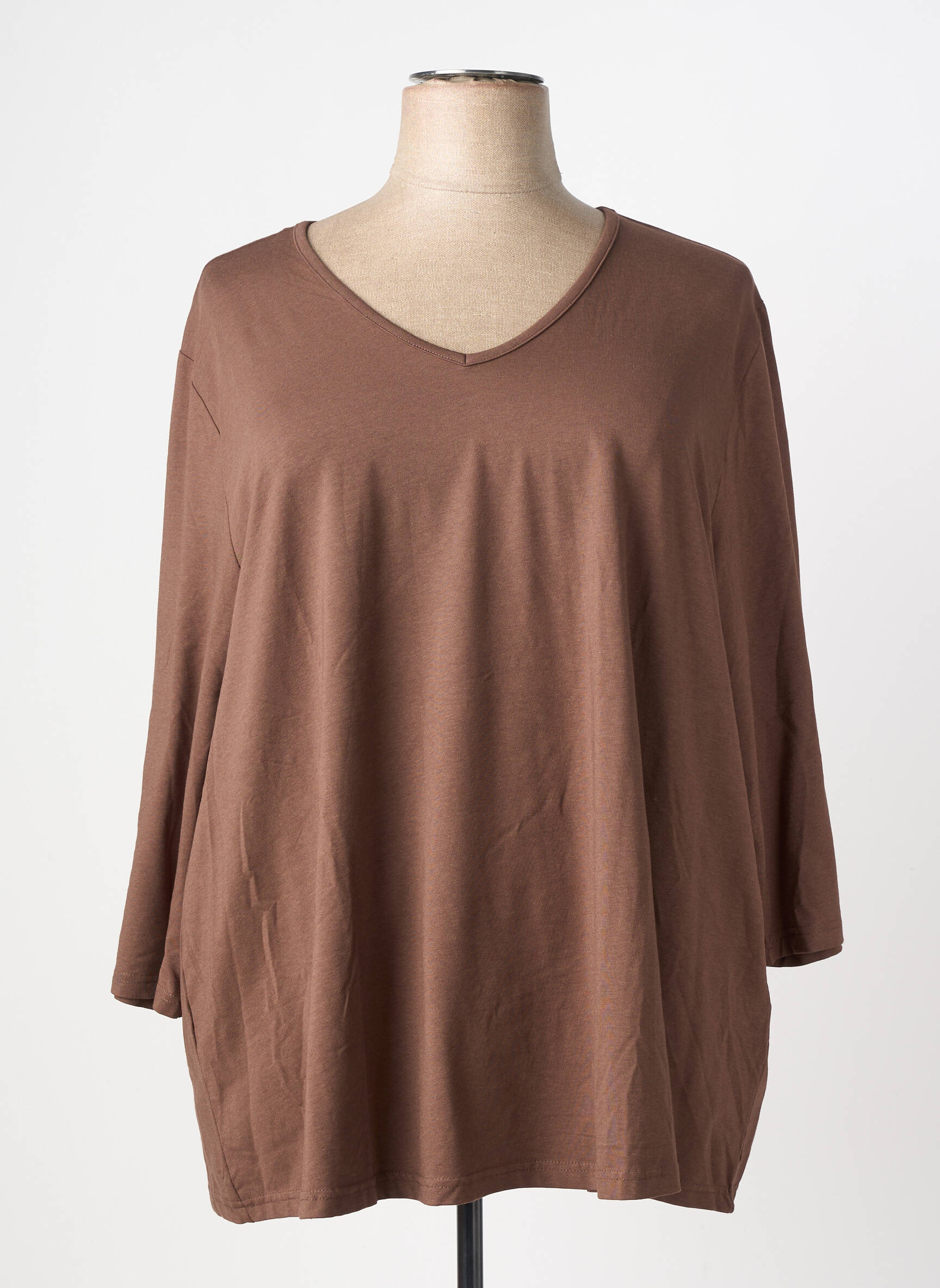 T-shirt manches 3/4 manches 3/4 marron CISO femme