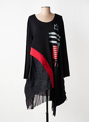 Robe mi-longue manches longues manches longues noir OLIVER JUNG femme
