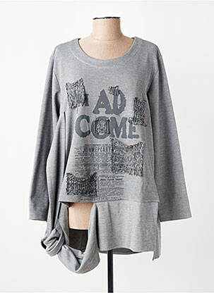 Pull tunique tissage chiné manches longues gris OLIVER JUNG femme