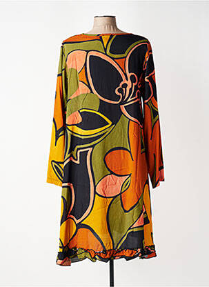 Robe mi-longue imprimé fleurs manches 3/4 vert G!OZE femme
