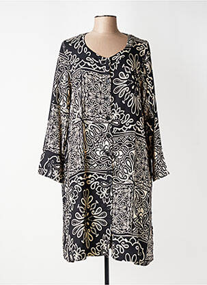 Robe mi-longue imprimé fantaisie manches longues noir G!OZE femme