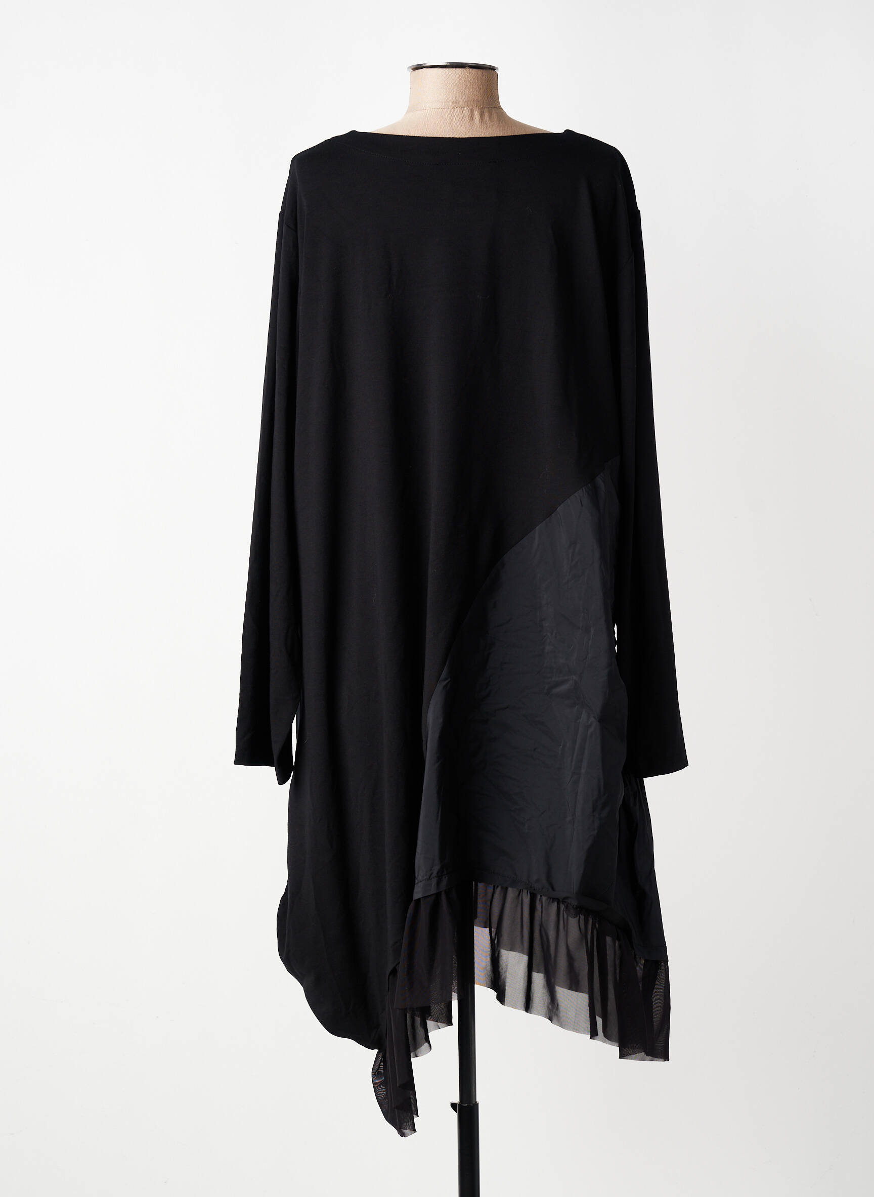 Robe mi-longue manches longues manches longues noir OLIVER JUNG femme