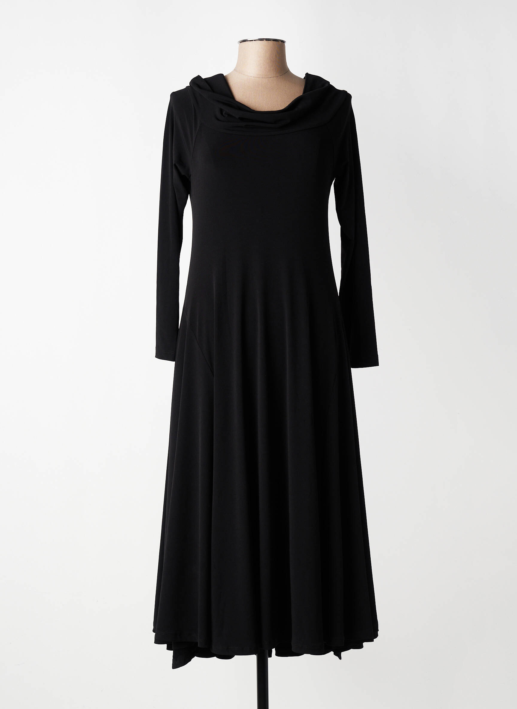 Robe longue manches longues manches longues noir MAT. femme