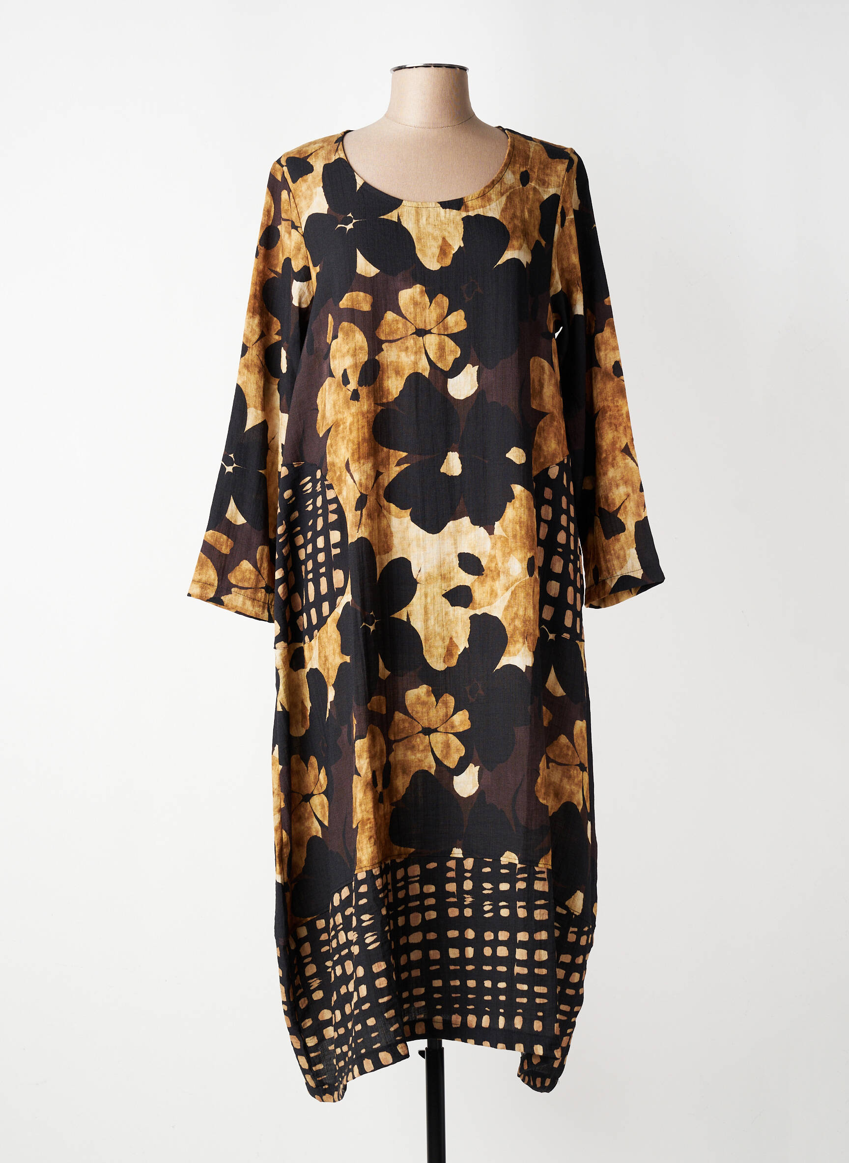 Robe longue manches longues manches longues noir G!OZE femme
