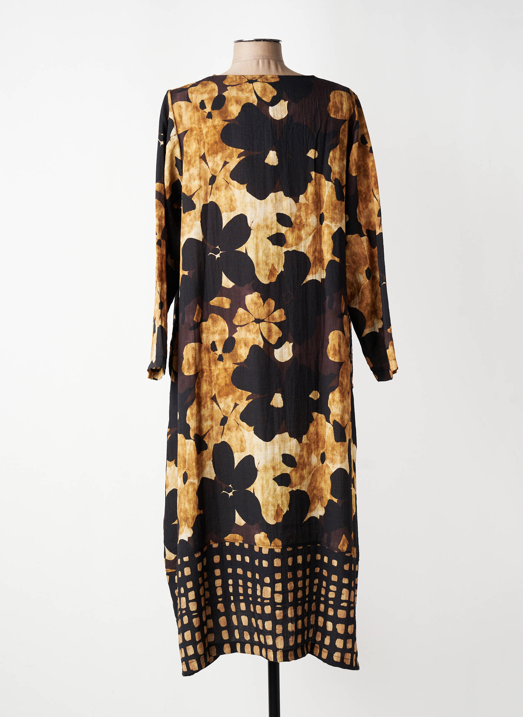 Robe longue manches longues manches longues noir G!OZE femme
