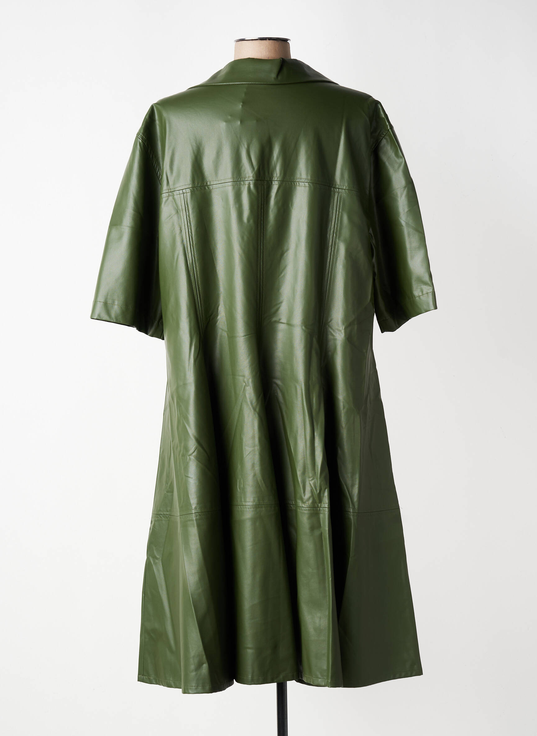 Robe mi-longue manches courtes manches courtes vert MAT. femme