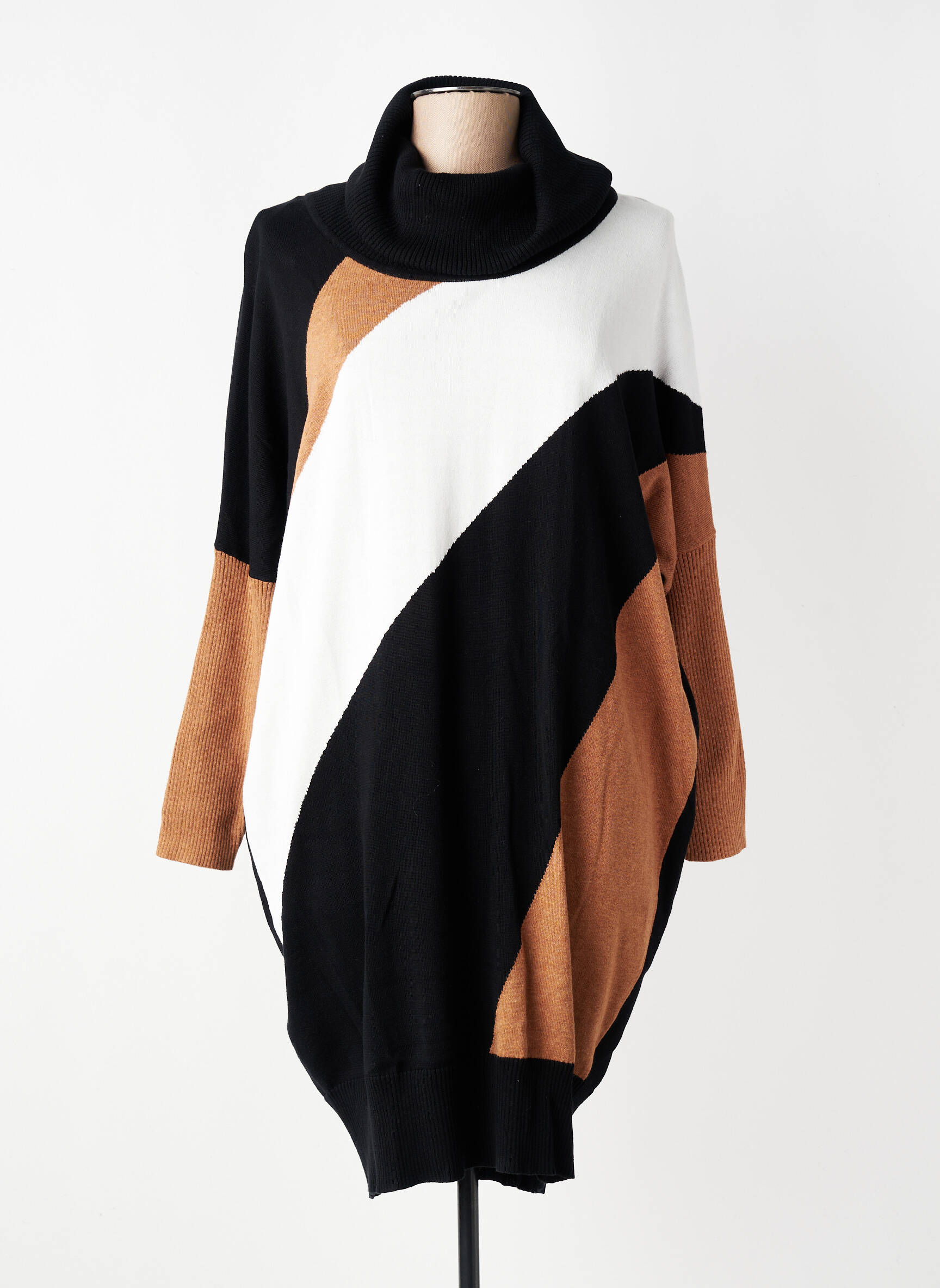 Robe pull resserrée sur le bas manches longues noir MARBLE femme
