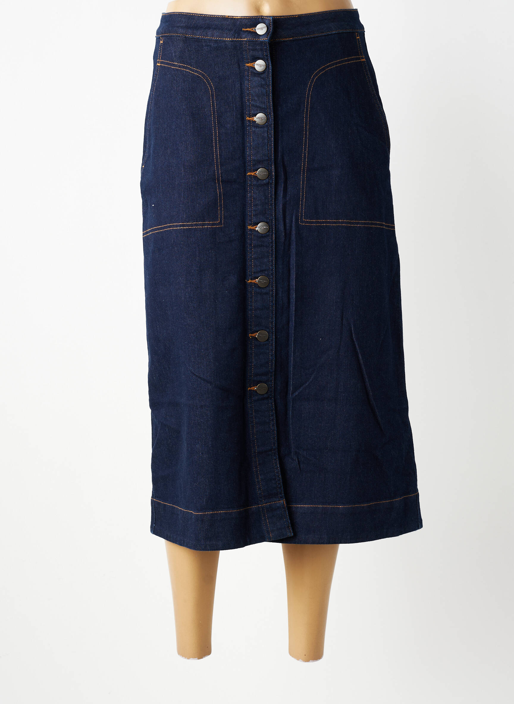 Jupe longue coupe droite bleu COUTURIST femme