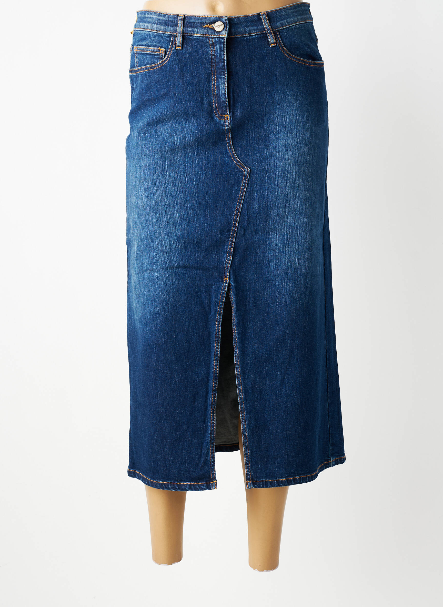 Jupe longue coupe droite bleu COUTURIST femme