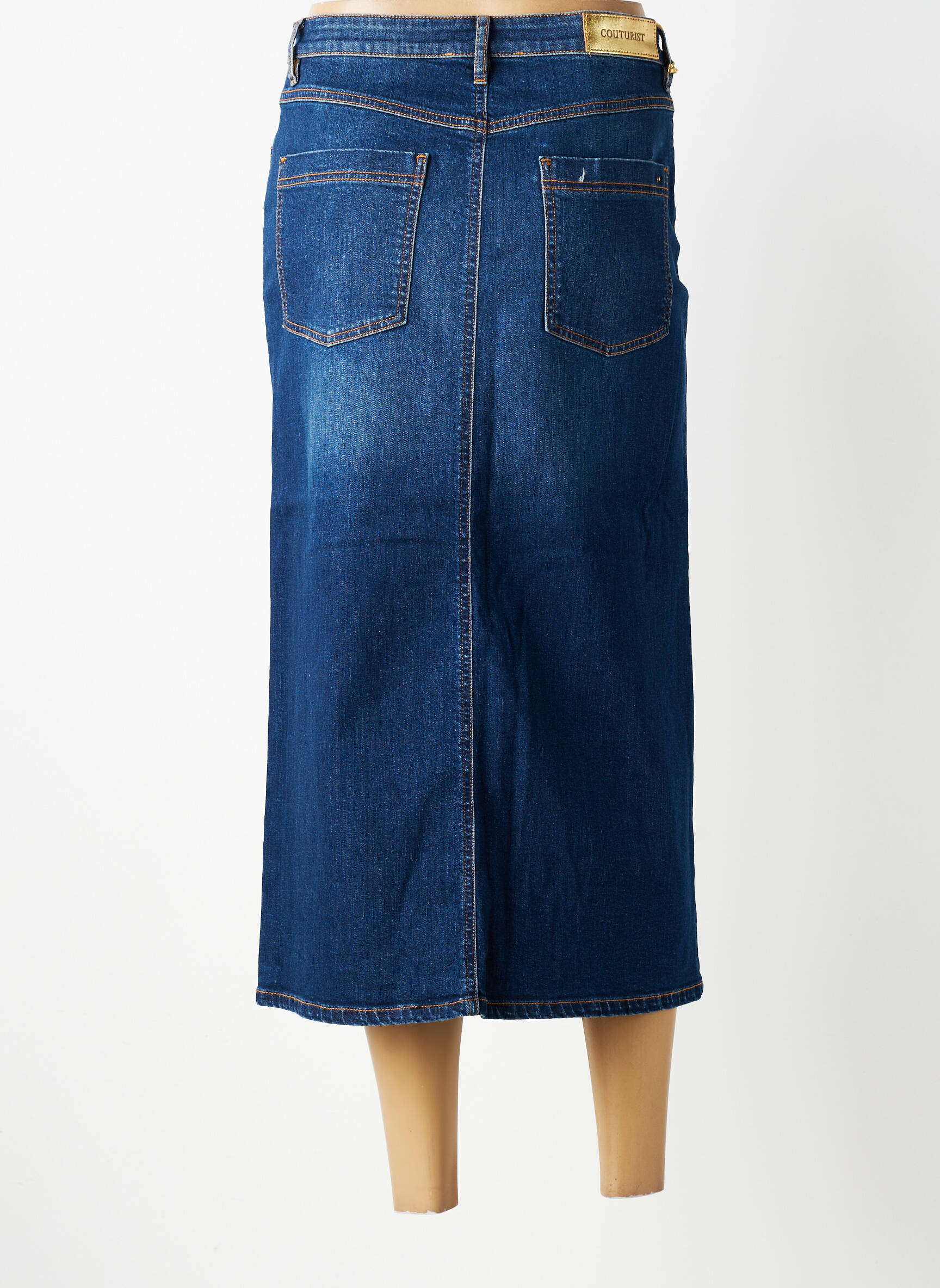 Jupe longue coupe droite bleu COUTURIST femme