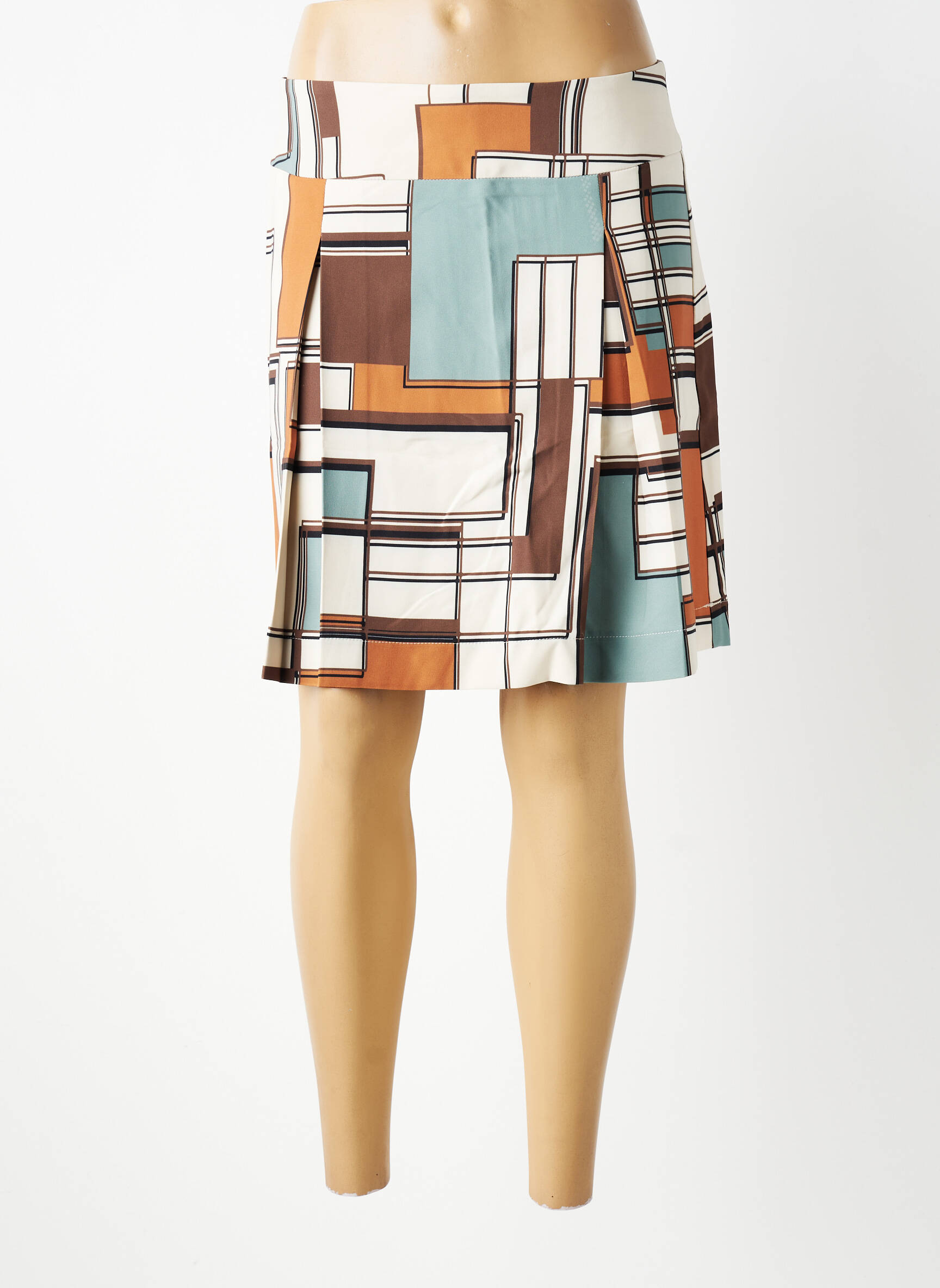 Jupe courte fermeture zippée au dos beige COUTURIST femme