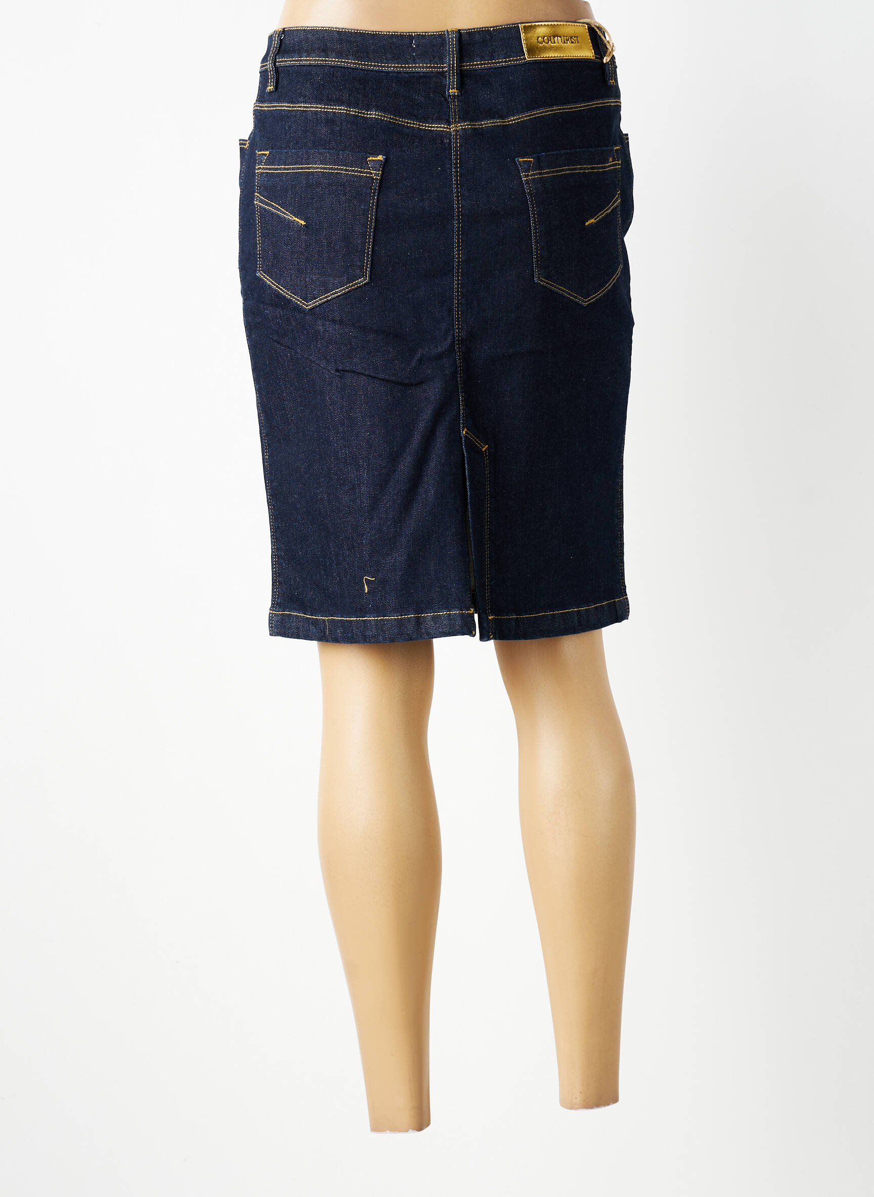 Jupe mi-longue stretch bleu COUTURIST femme