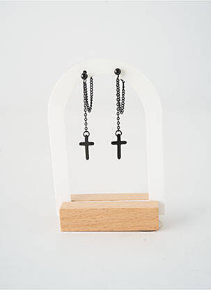 Boucles d’oreilles fermeture crochet noir TATA GISELE femme