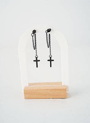 Boucles d’oreilles fermeture crochet noir TATA GISELE femme