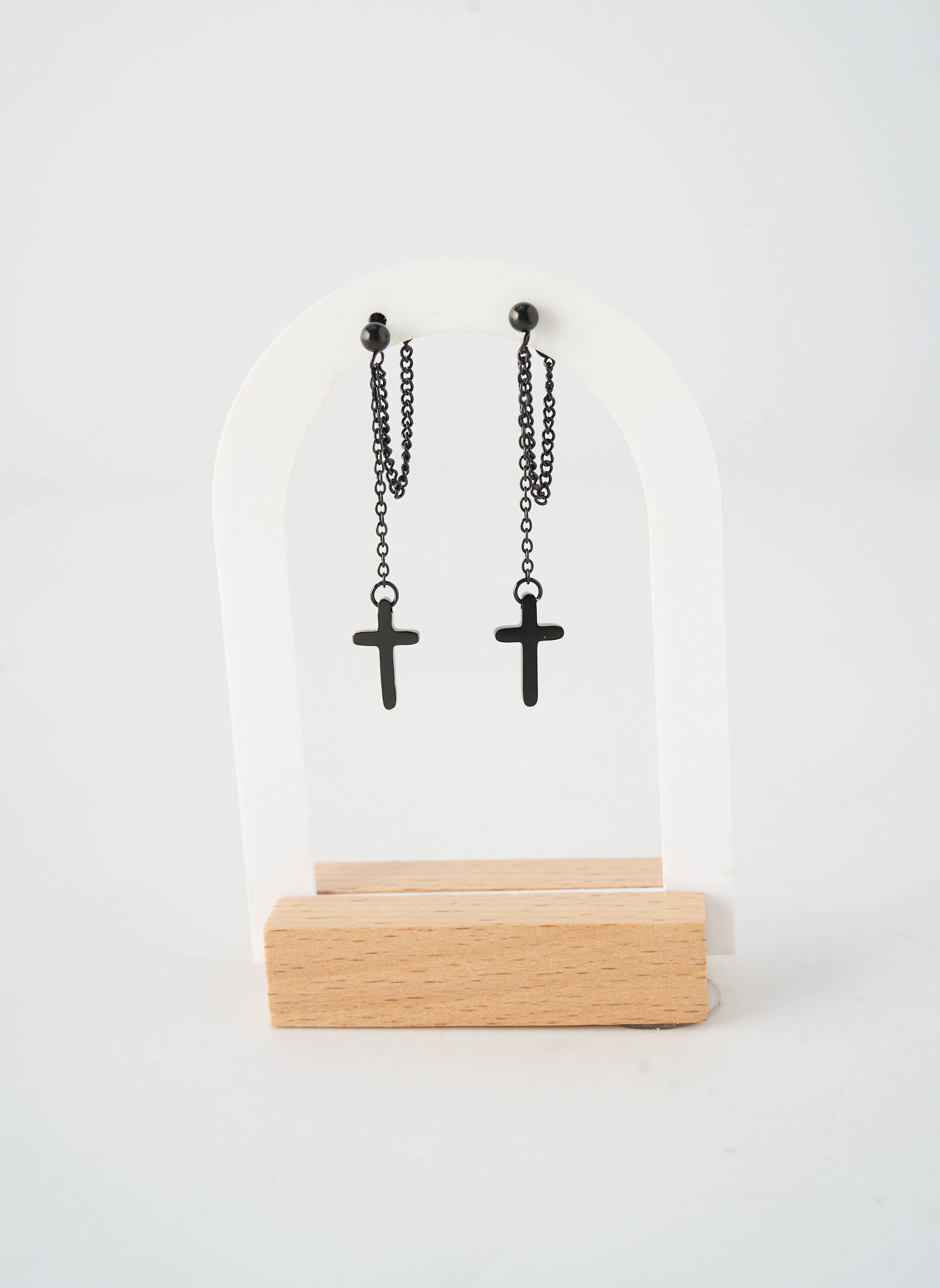 Boucles d’oreilles fermeture crochet noir TATA GISELE femme