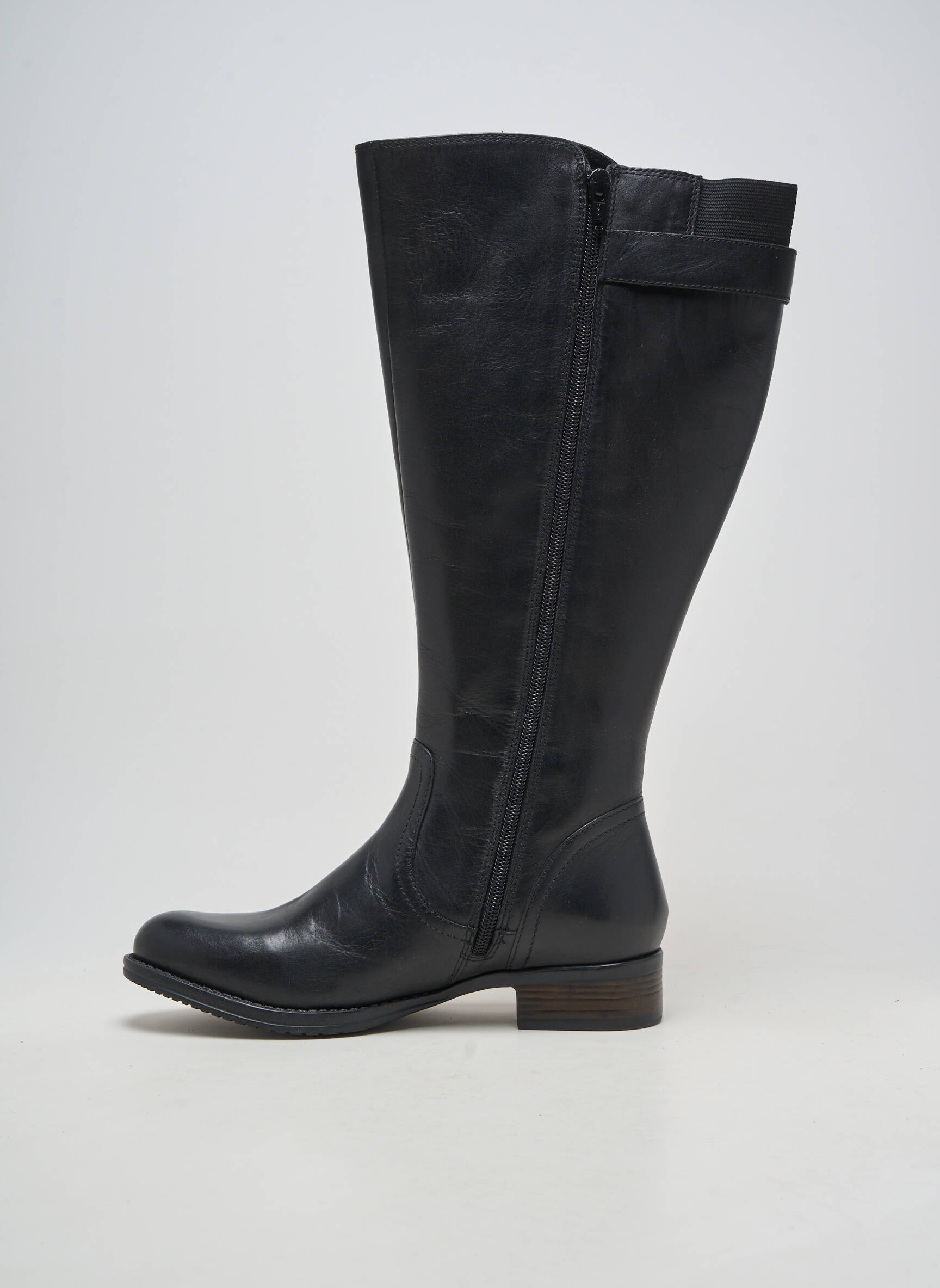Bottes matière lisse talon plat jusqu'à 3cm noir JJ FOOTWEAR femme