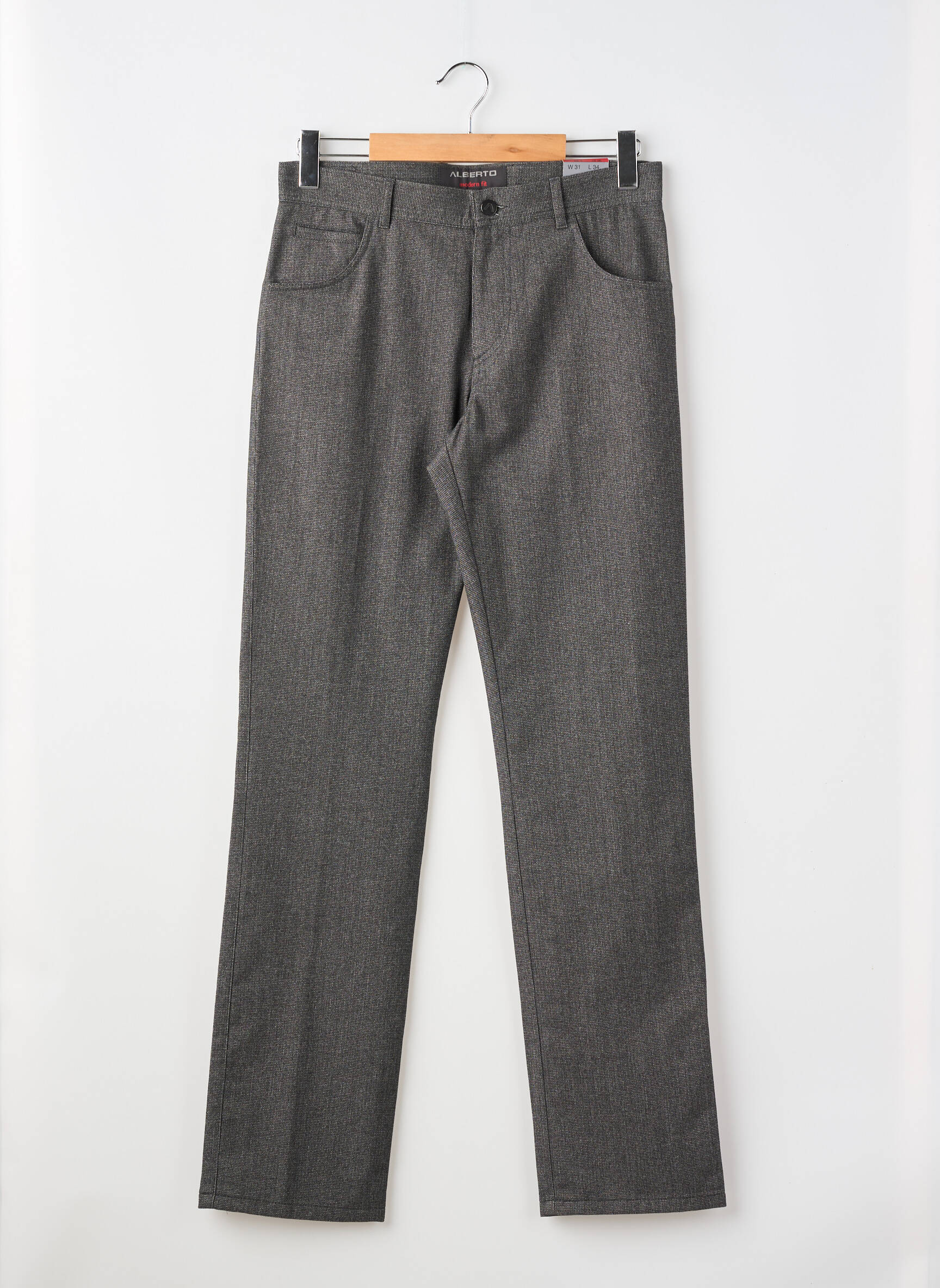 Pantalon slim tissage chiné taille normale gris ALBERTO homme