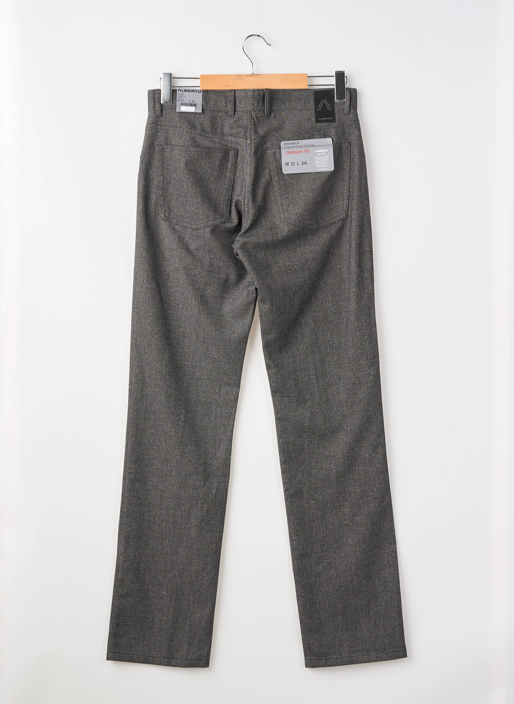 Pantalon slim tissage chiné taille normale gris ALBERTO homme