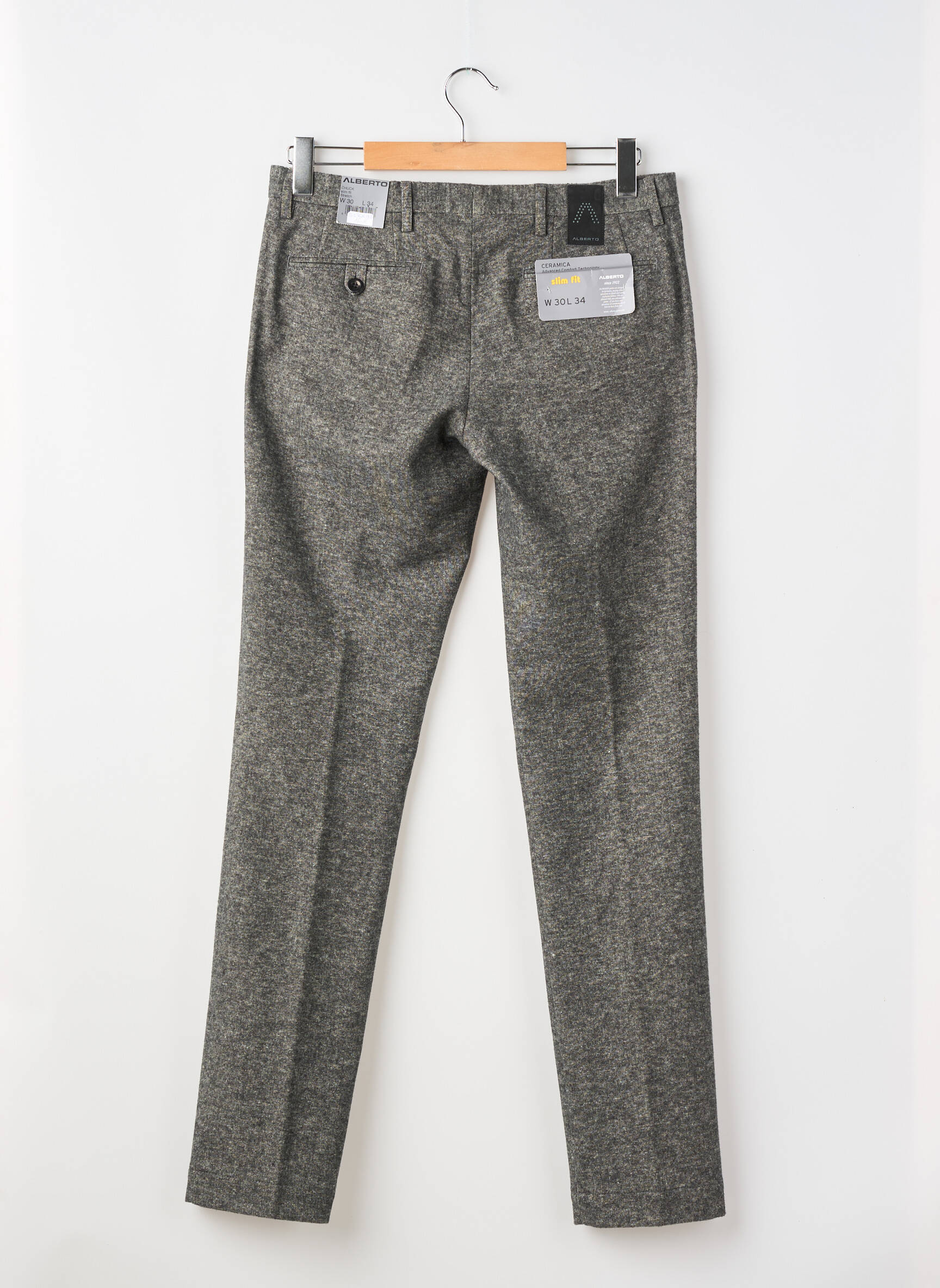Pantalon chino tissage chiné taille normale gris ALBERTO homme