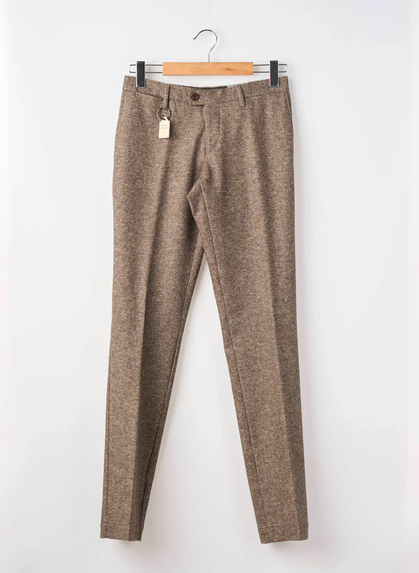 Pantalon chino tissage chiné taille normale marron ALBERTO homme