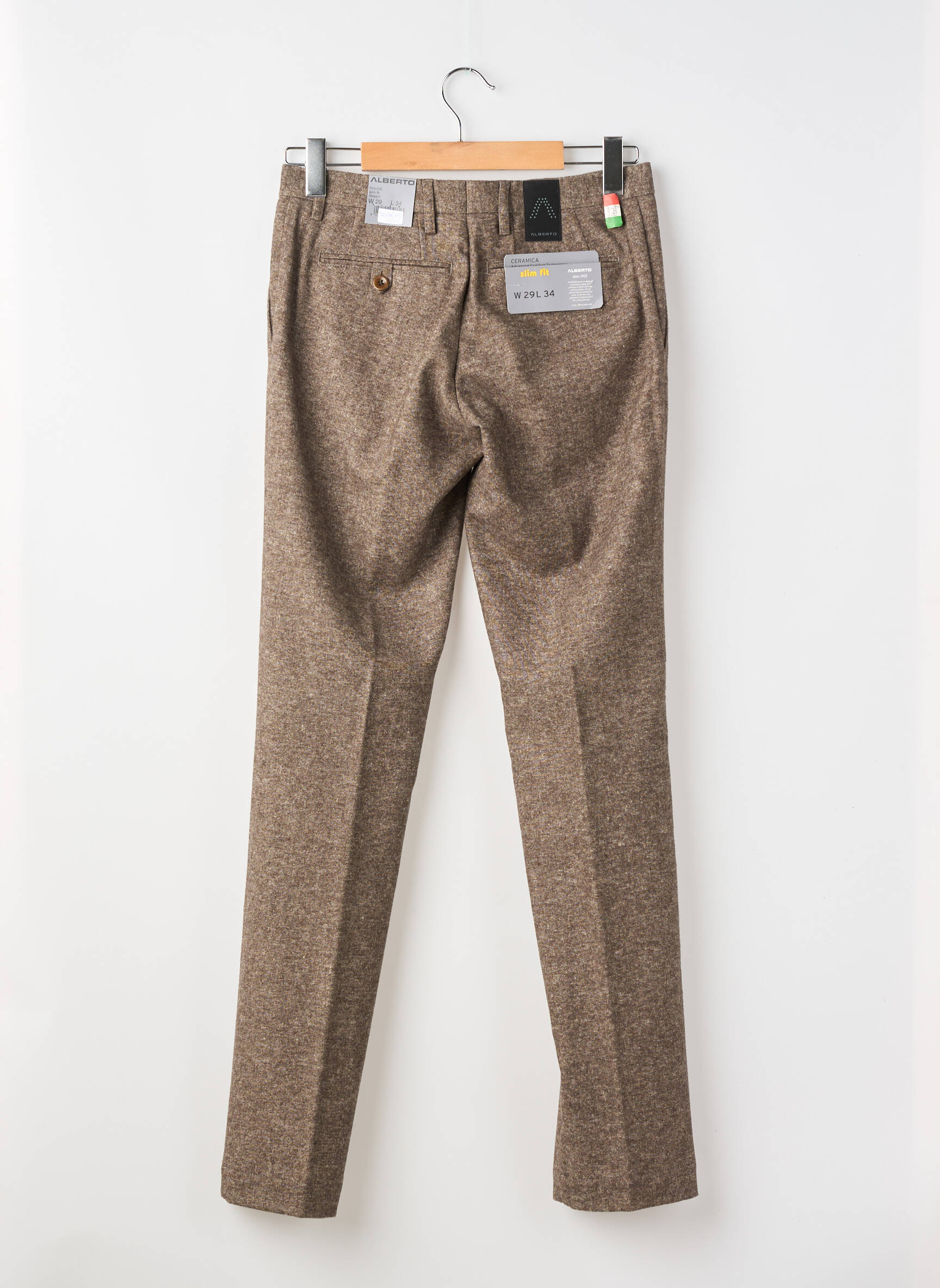 Pantalon chino tissage chiné taille normale marron ALBERTO homme