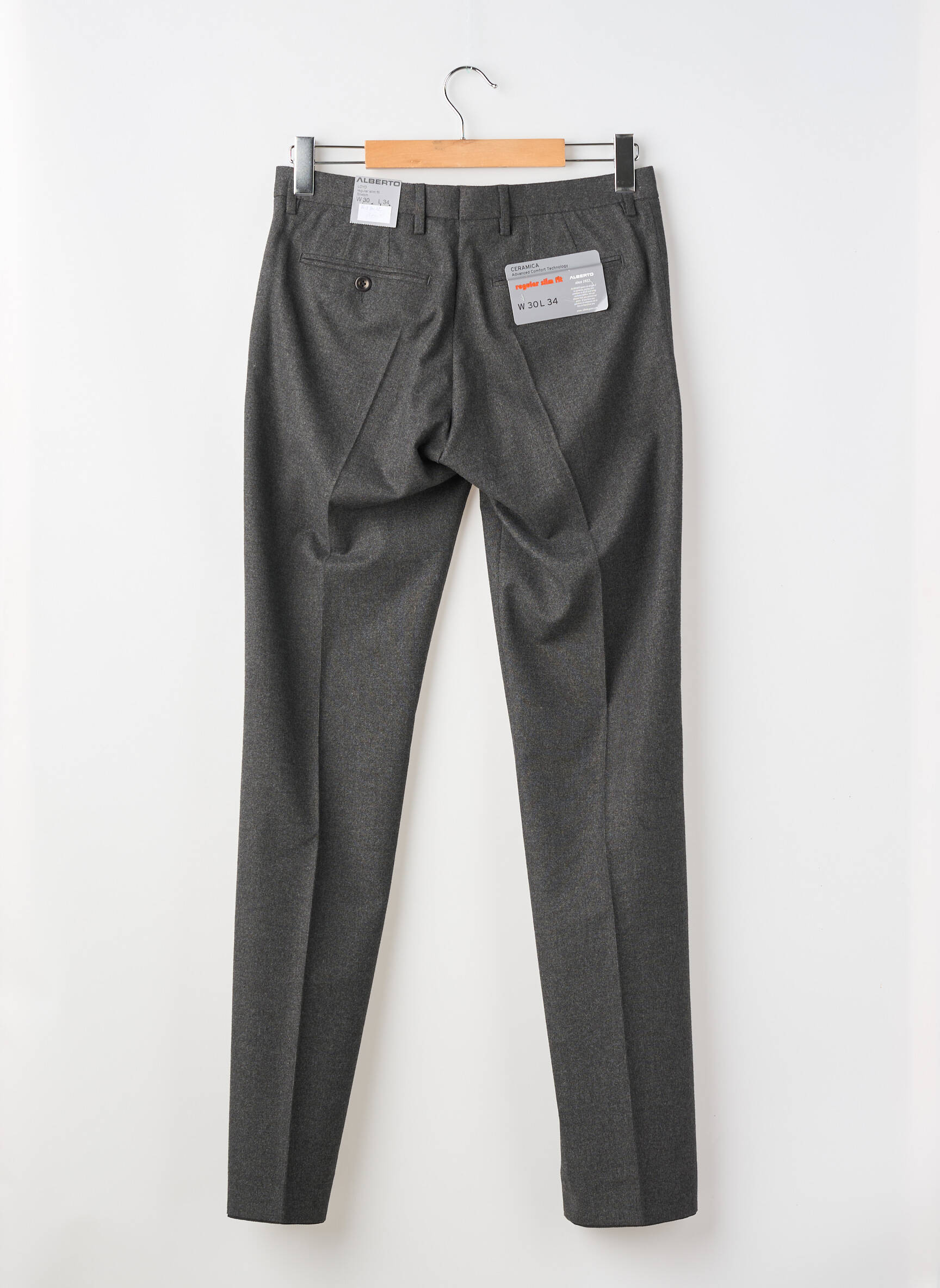 Pantalon slim tissage chiné taille normale gris ALBERTO homme