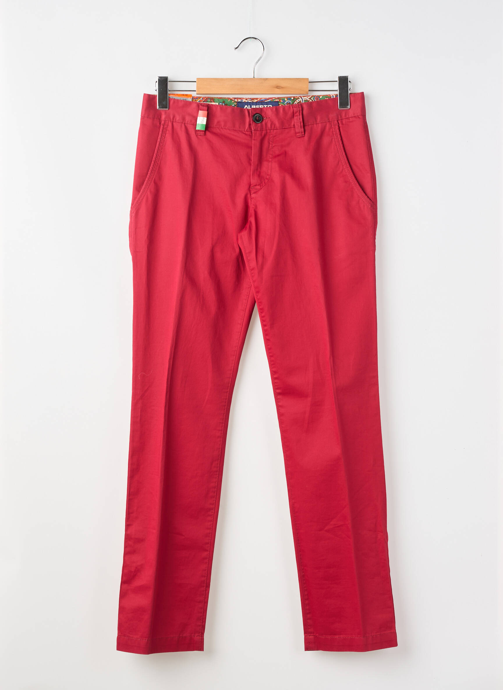 Pantalon chino tissage popeline taille normale rouge ALBERTO homme