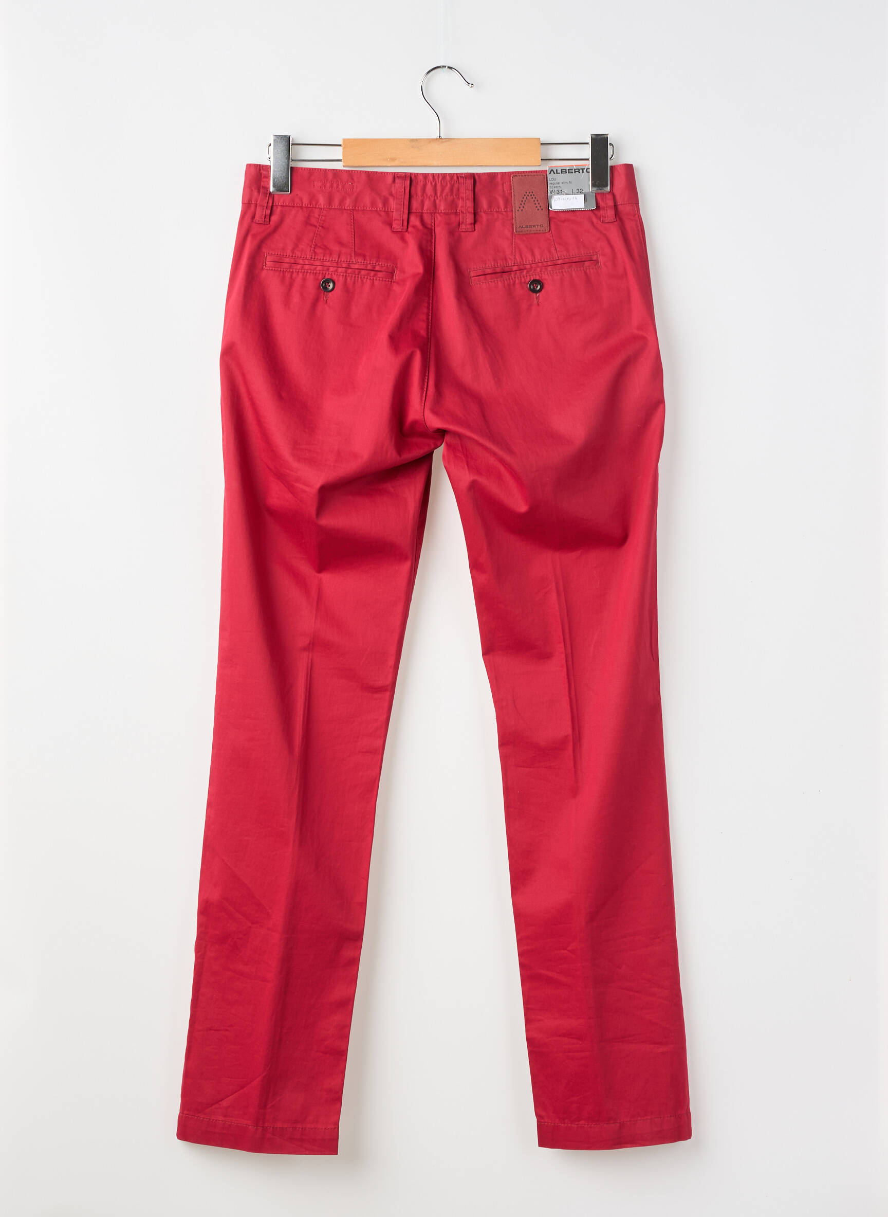 Pantalon chino tissage popeline taille normale rouge ALBERTO homme