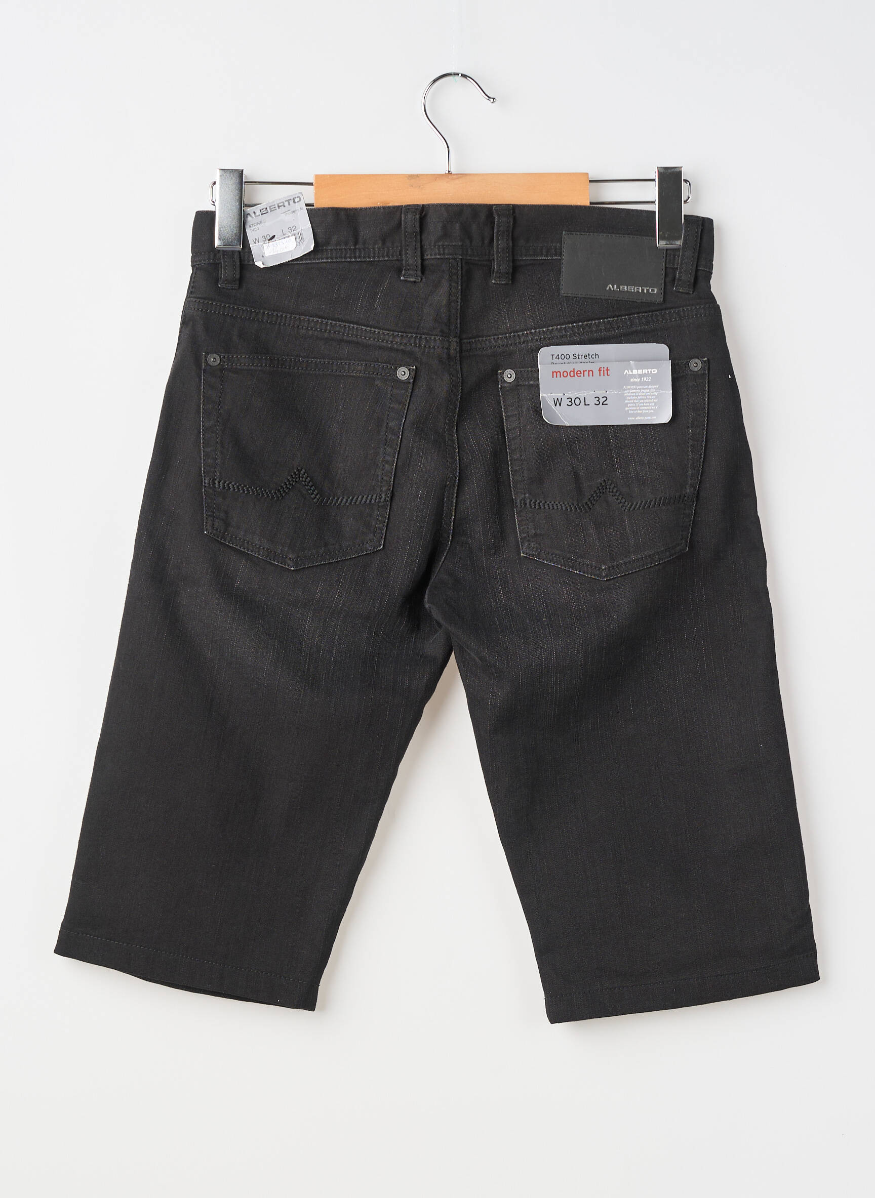 Bermuda tissage denim taille normale noir ALBERTO homme