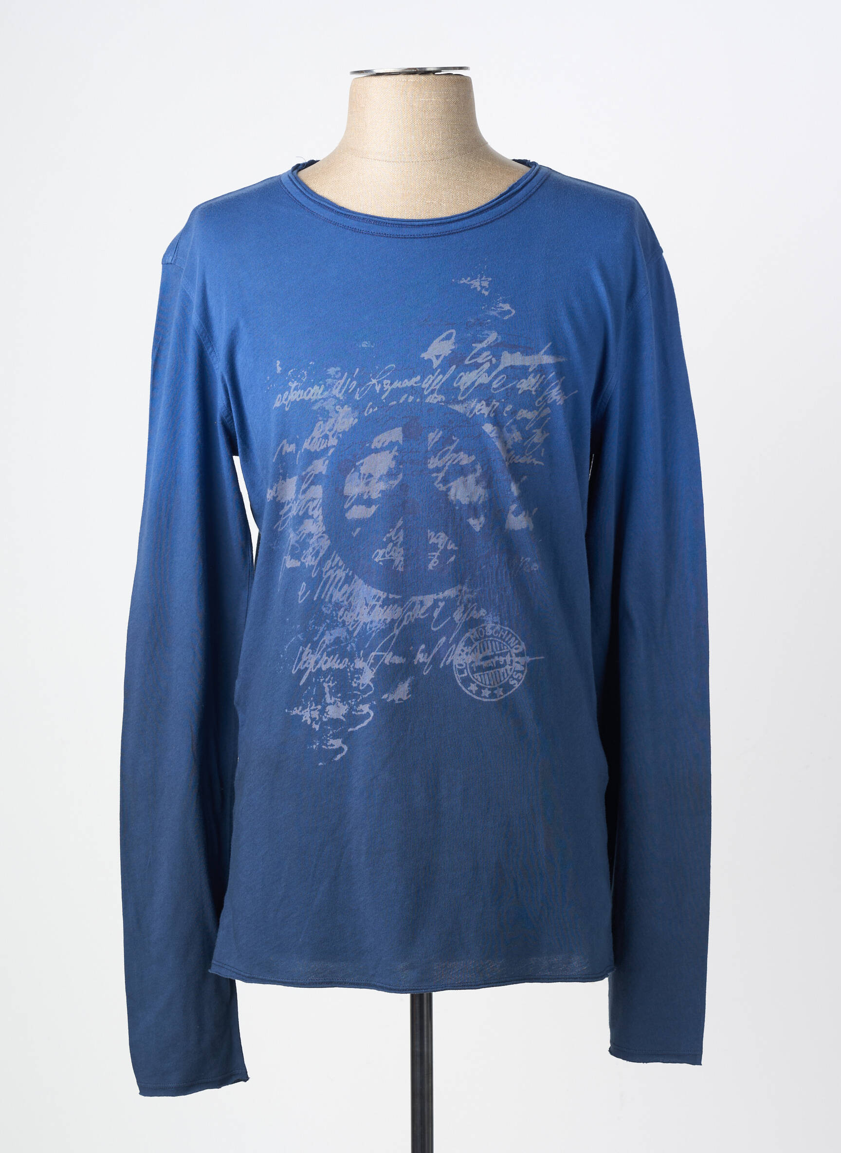 T-shirt coupe droite manches longues bleu LOVE MOSCHINO homme