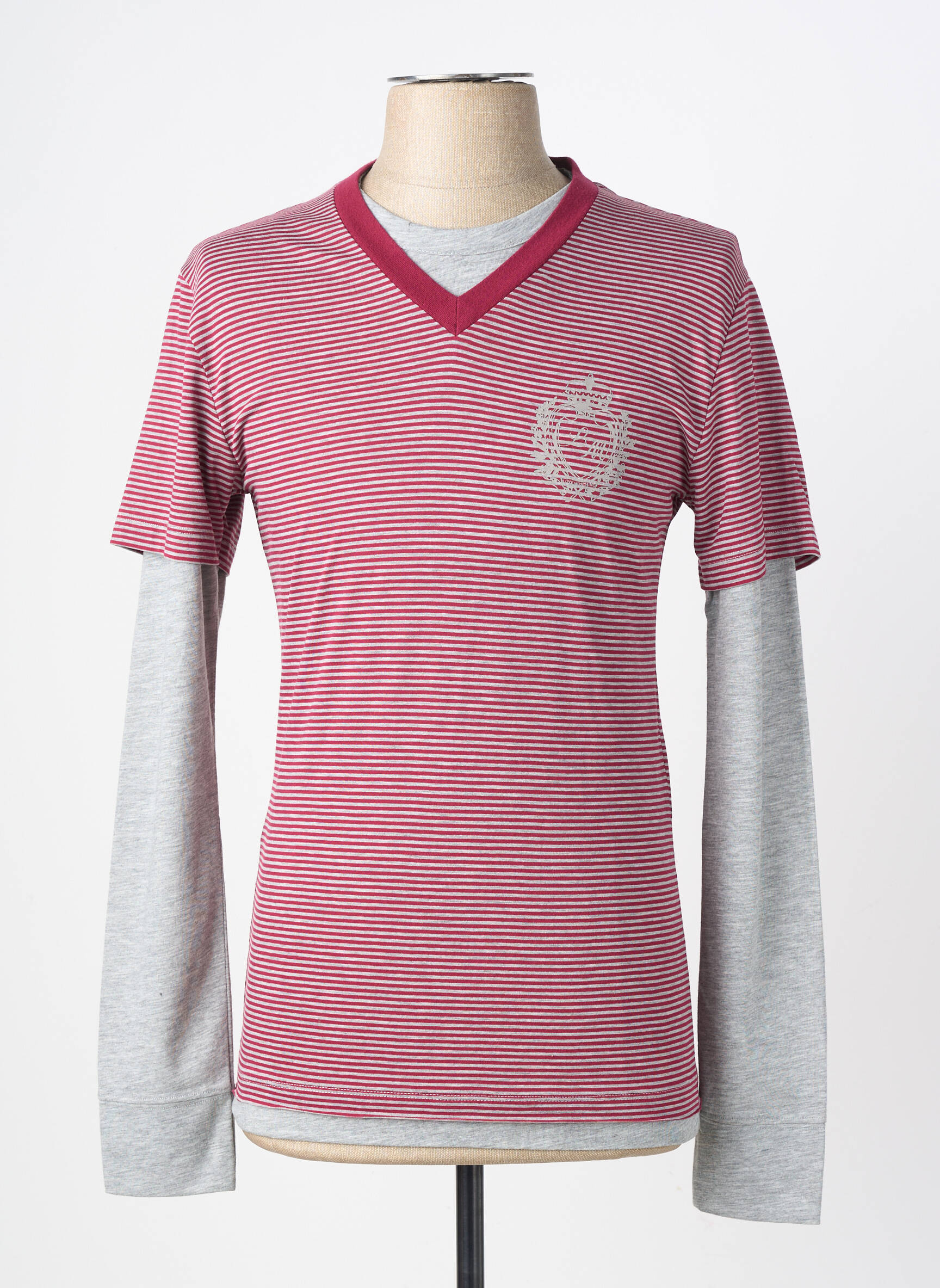 T-shirt coupe cintrée manches longues rouge LOVE MOSCHINO homme