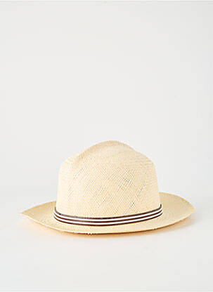 Chapeau imprimé rayures beige PANAMA homme
