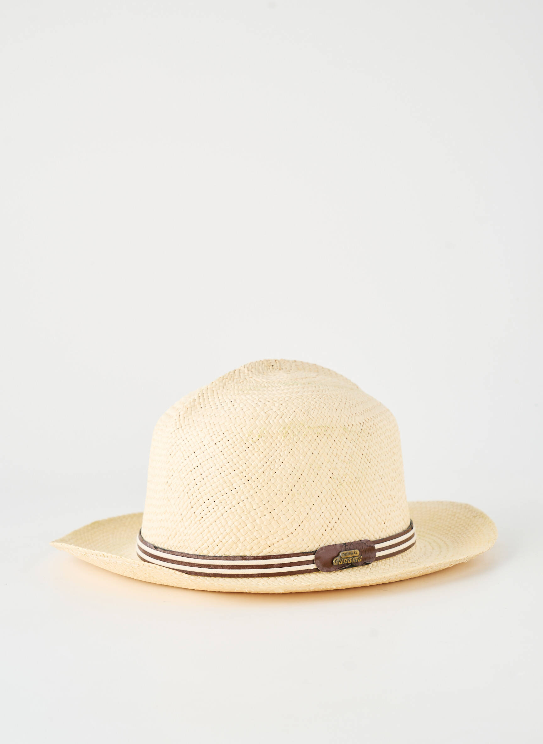 Chapeau imprimé rayures beige PANAMA homme