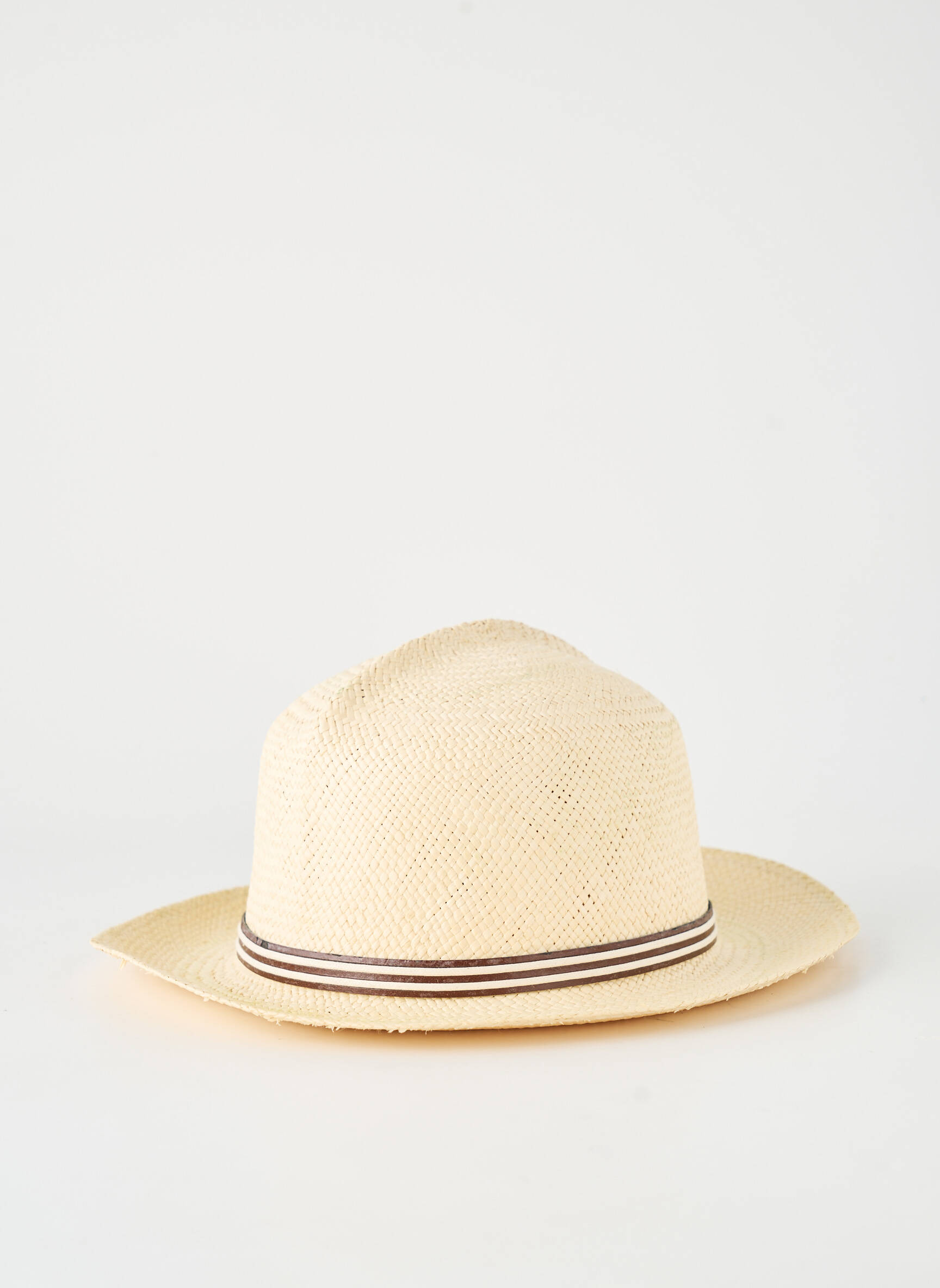 Chapeau imprimé rayures beige PANAMA homme