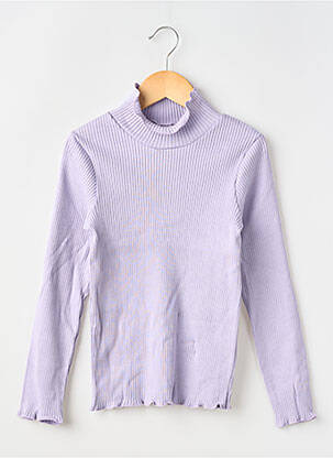 Pull tissage côtelé manches longues violet PETIT BATEAU fille