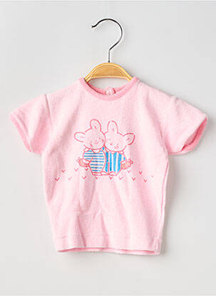 T-shirt stretch manches courtes rose PETIT BATEAU fille