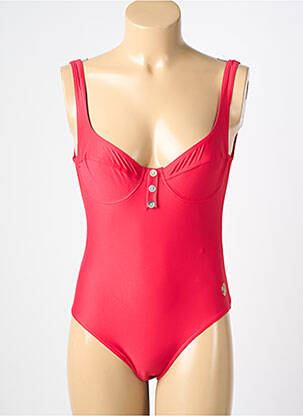 Maillot de bain 1 pièce effet matière satinée haut soutien-gorge emboitant rouge TRIUMPH femme