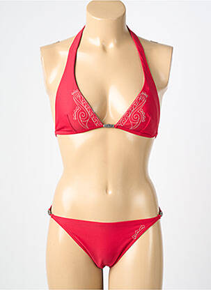 Maillot de bain 2 pièces stretch haut triangles rouge KALAÏS femme
