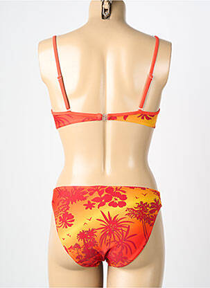 Maillot de bain 2 pièces stretch haut triangles orange KALAÏS femme