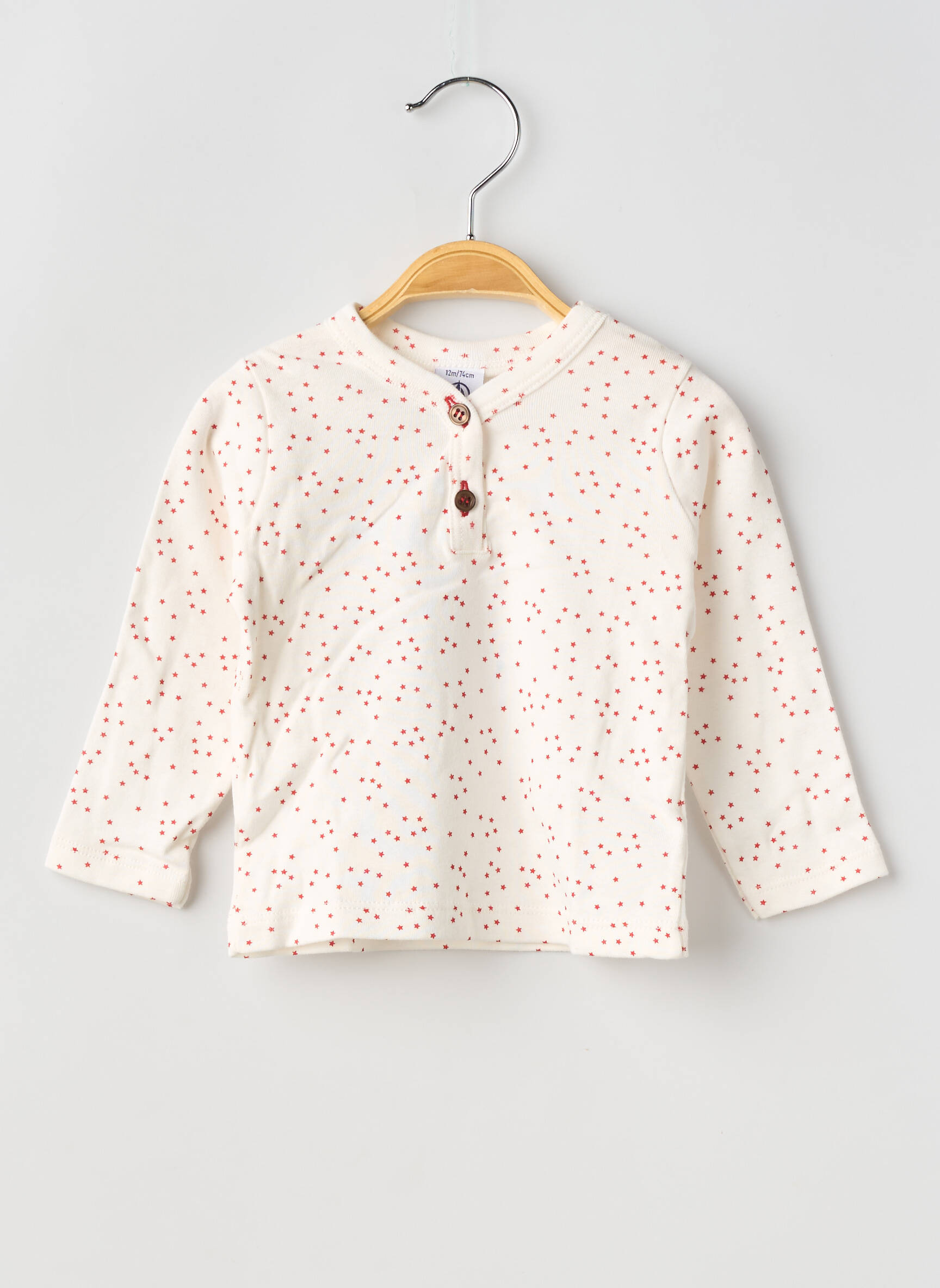 T-shirt coupe cintrée manches longues rouge PETIT BATEAU fille