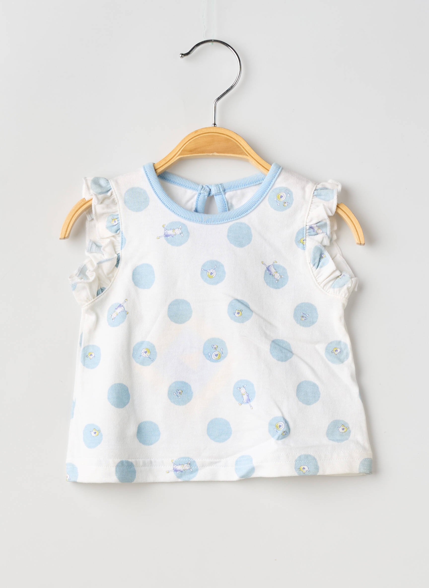 T-shirt fermeture boutonnée au dos manches courtes bleu PETIT BATEAU fille