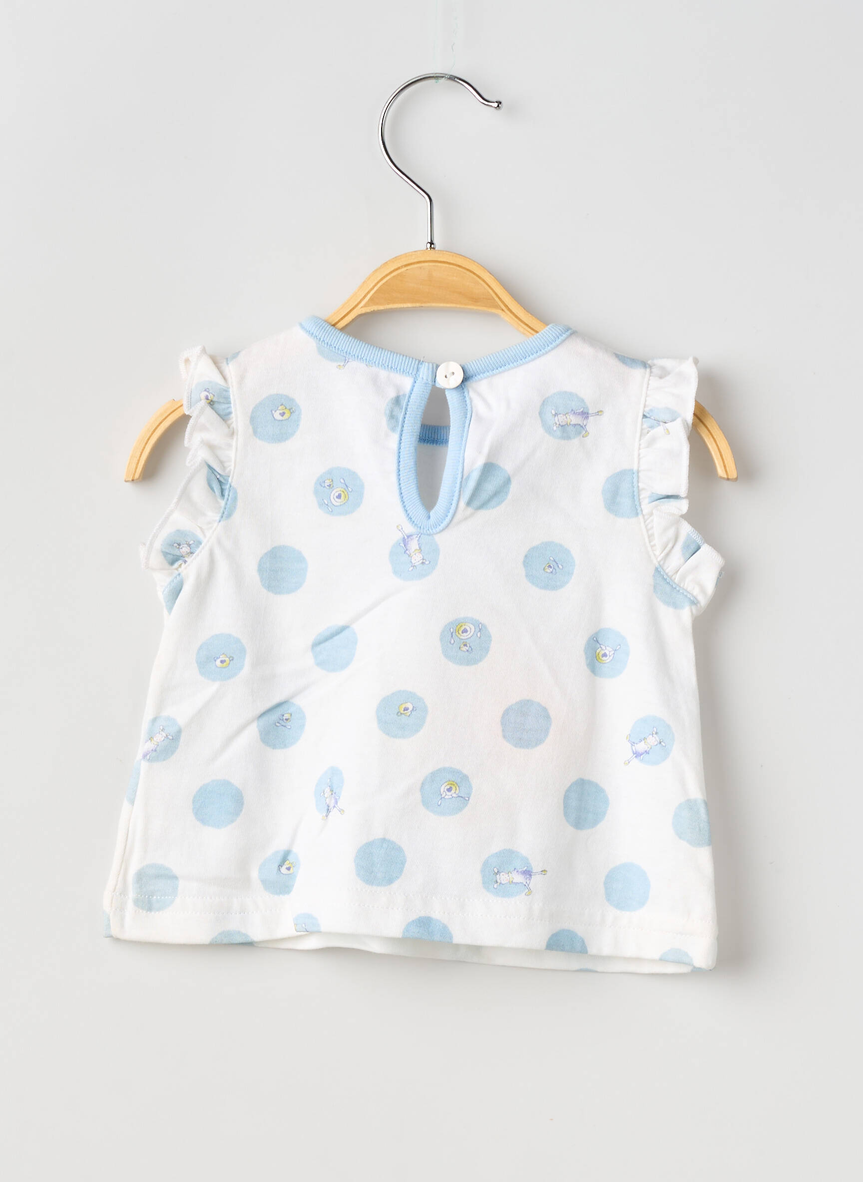 T-shirt fermeture boutonnée au dos manches courtes bleu PETIT BATEAU fille